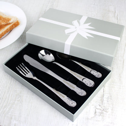 Personalised Teddy 4 Piece Embossed Cutlery Set - image 4