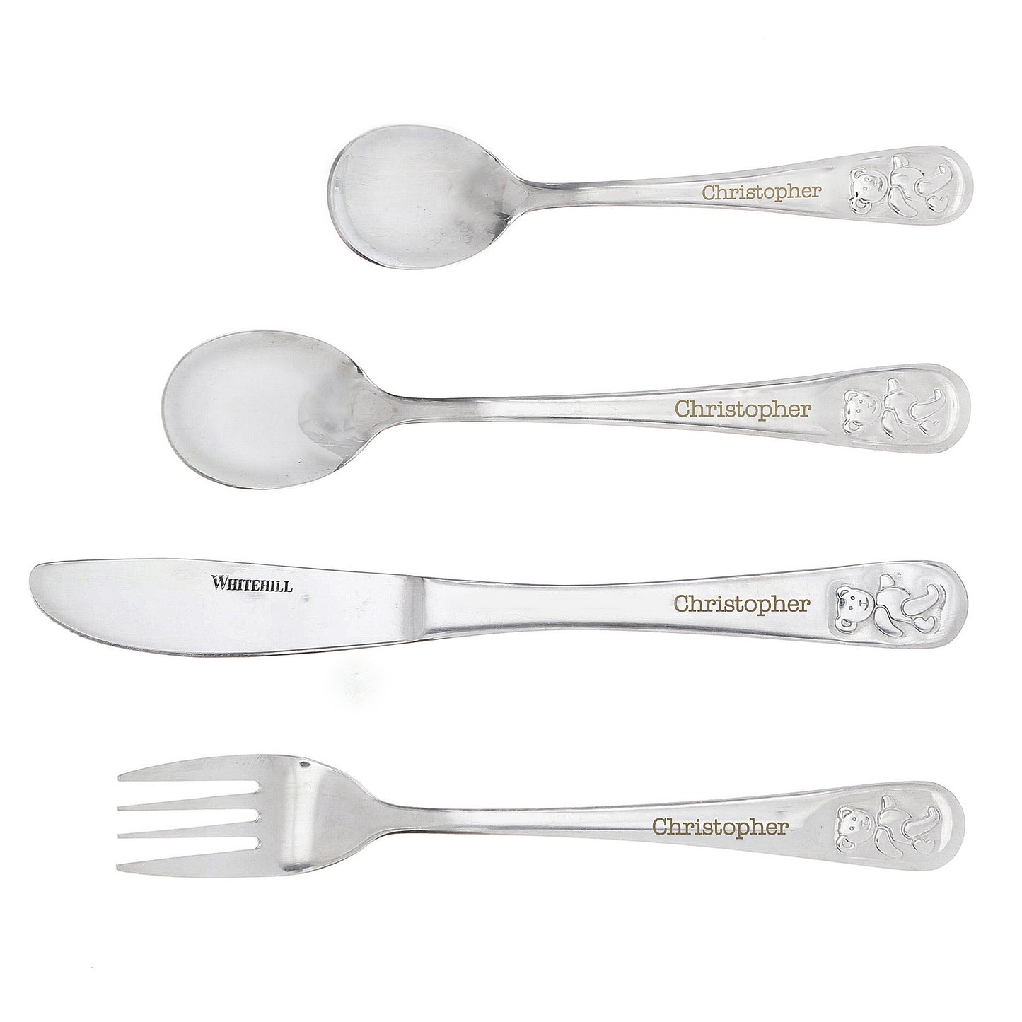Personalised Teddy 4 Piece Embossed Cutlery Set - image 5