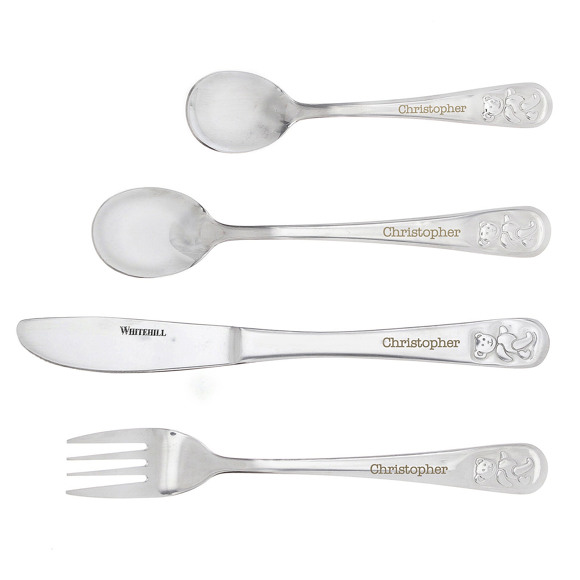 Personalised Teddy 4 Piece Embossed Cutlery Set - image 5