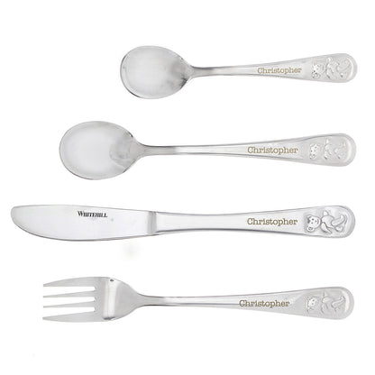 Personalised Teddy 4 Piece Embossed Cutlery Set - image 5