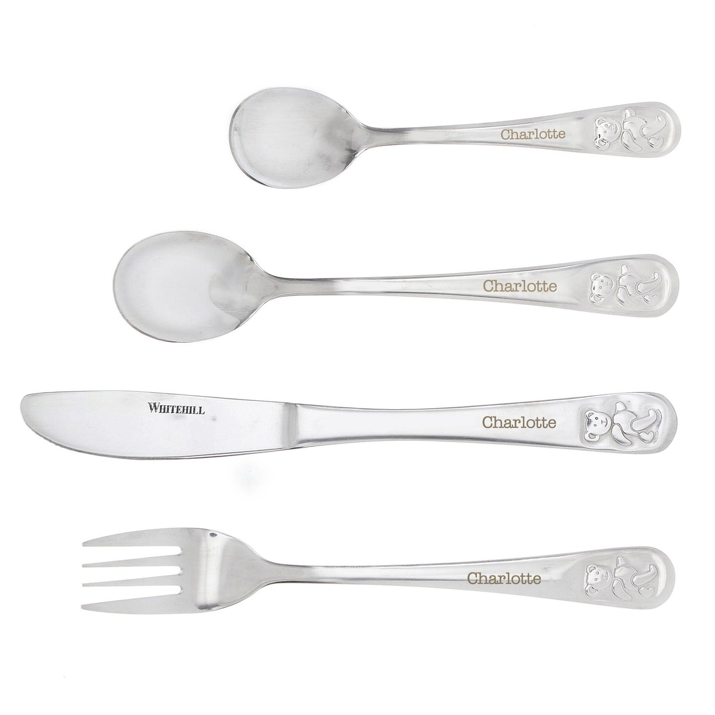 Personalised Teddy 4 Piece Embossed Cutlery Set - image 6