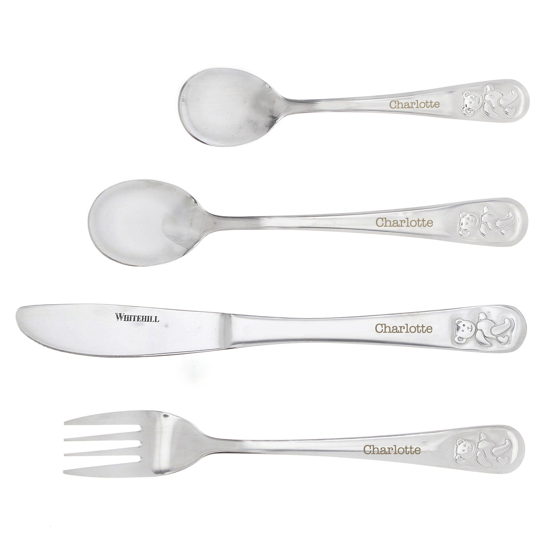 Personalised Teddy 4 Piece Embossed Cutlery Set - image 6