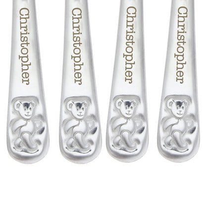 Personalised Teddy 4 Piece Embossed Cutlery Set - image 7