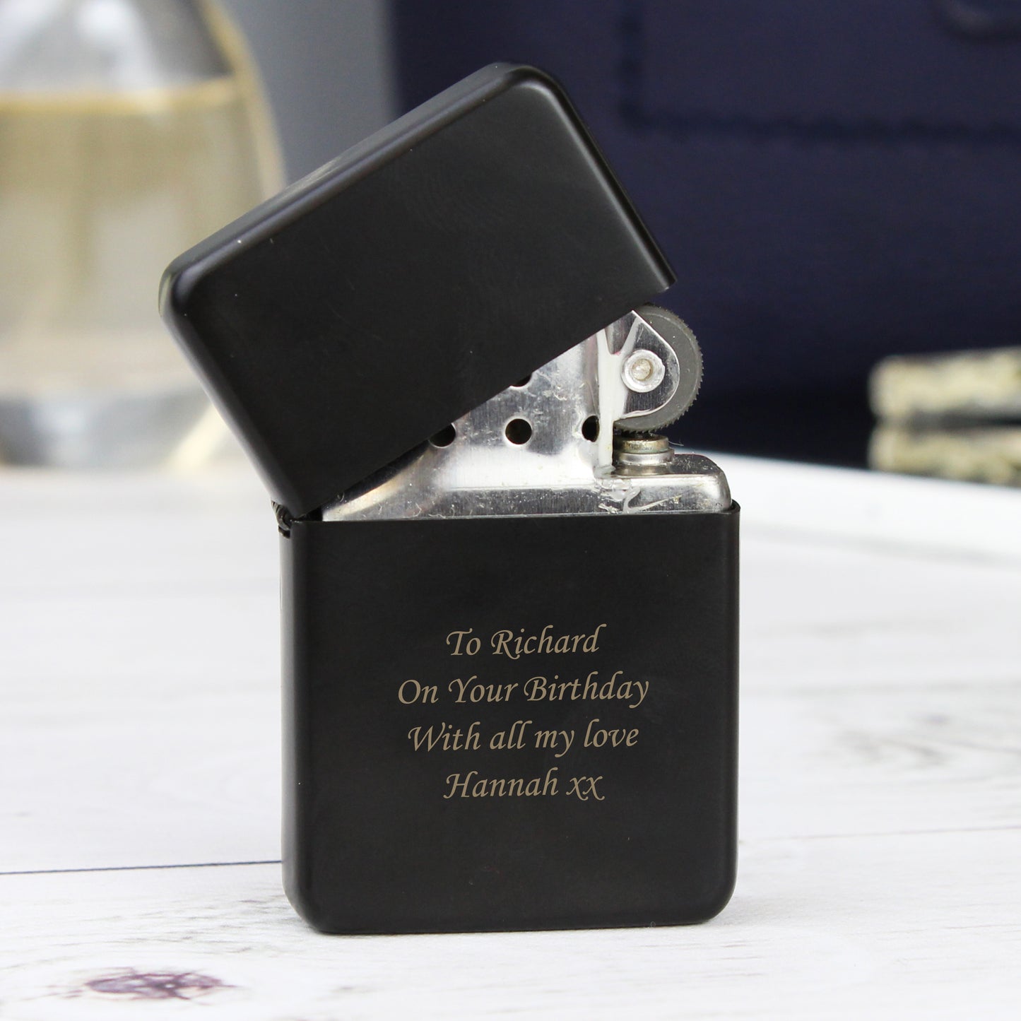 Personalised Engraved Black Lighter from Heartfelt Gifts