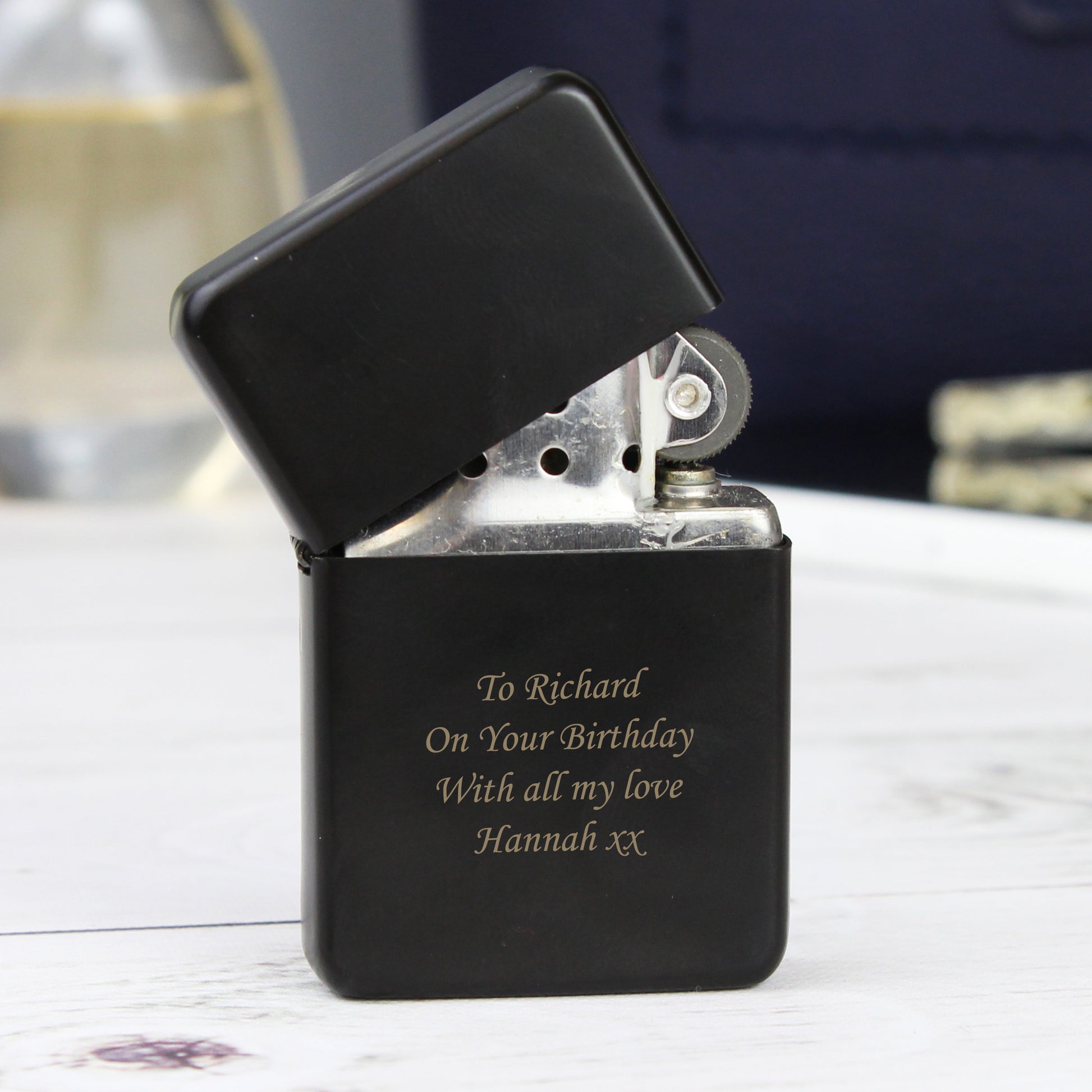 Personalised Engraved Black Lighter from Heartfelt Gifts