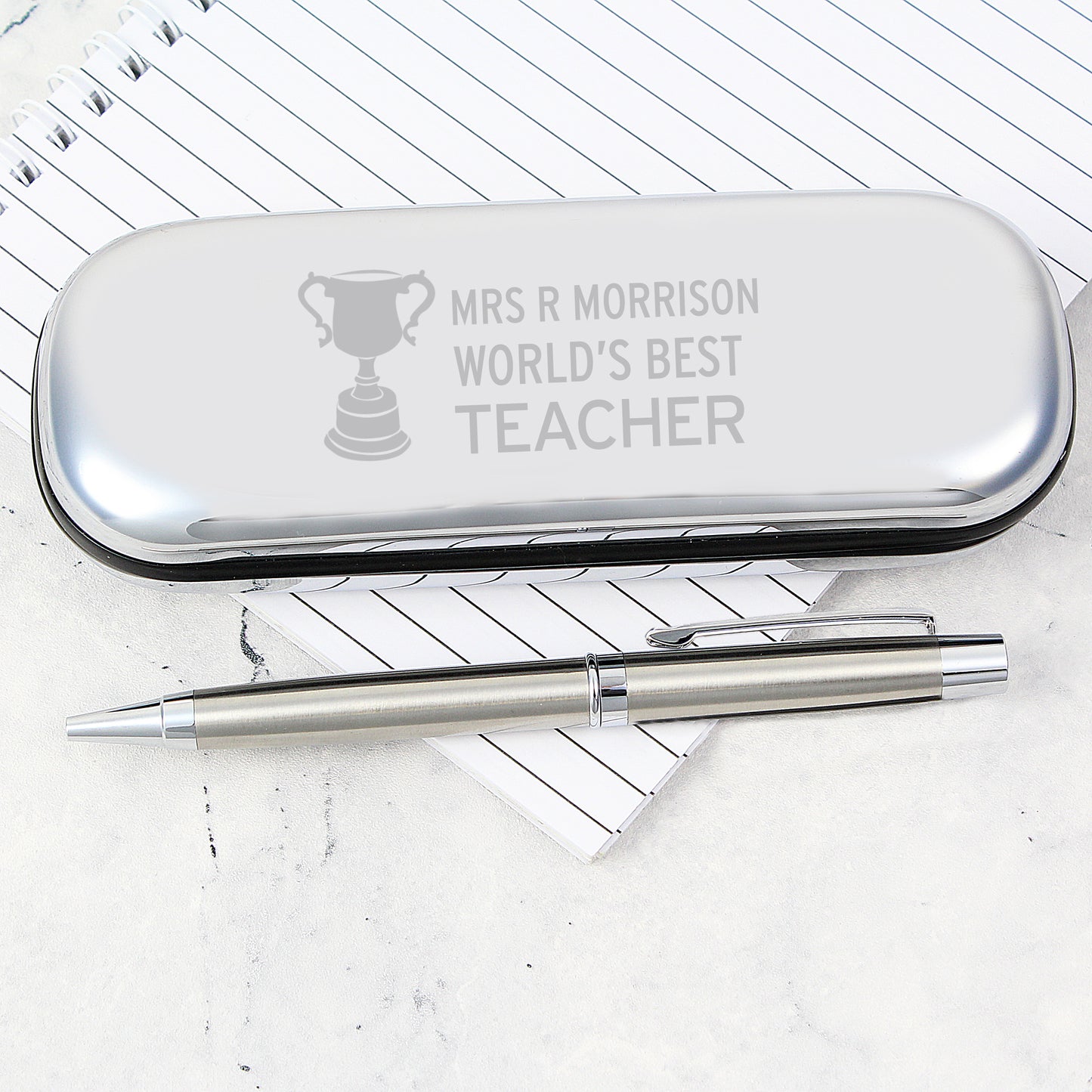 Personalised Teacher Trophy Pen and Box Set from Heartfelt Gifts