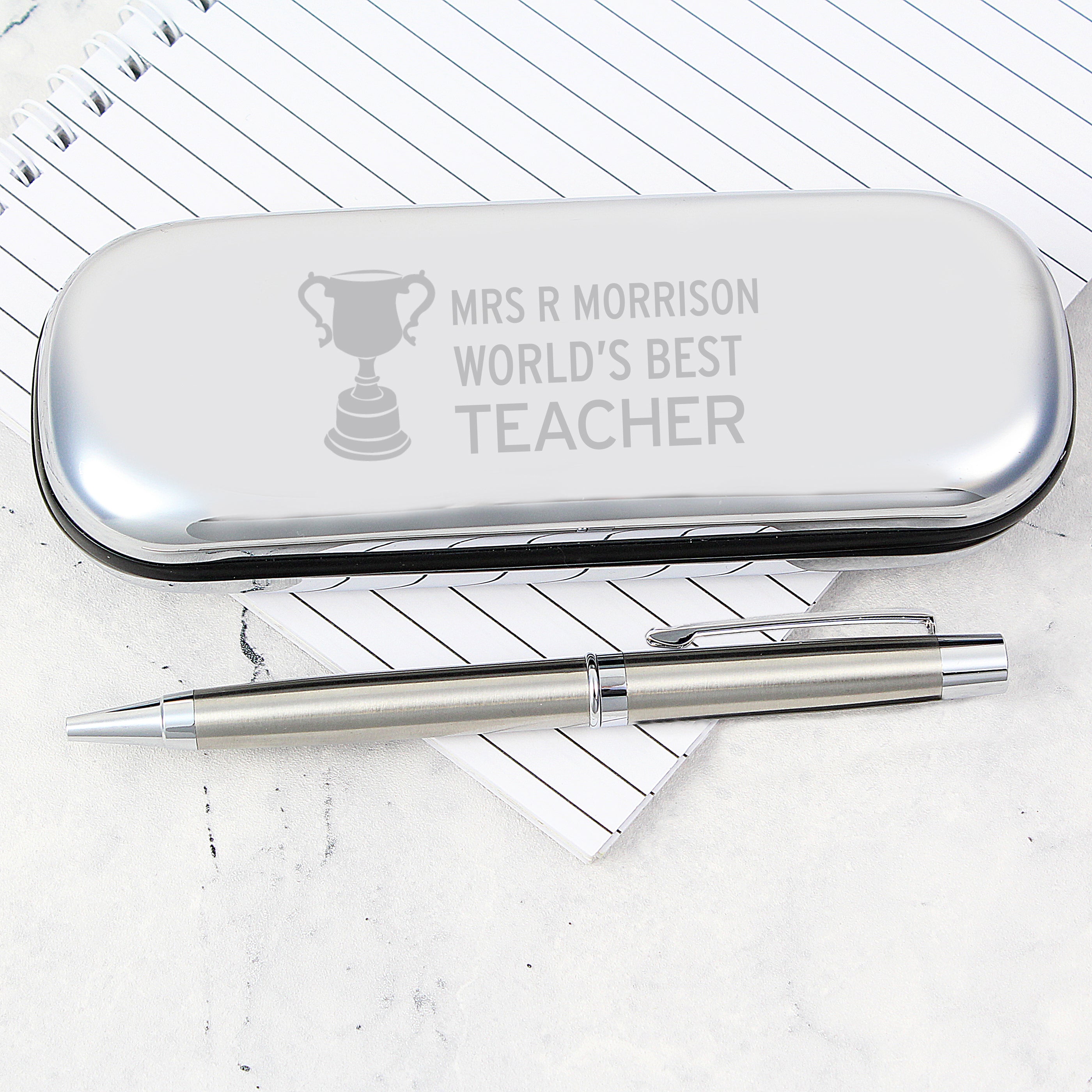 Personalised Teacher Trophy Pen and Box Set from Heartfelt Gifts