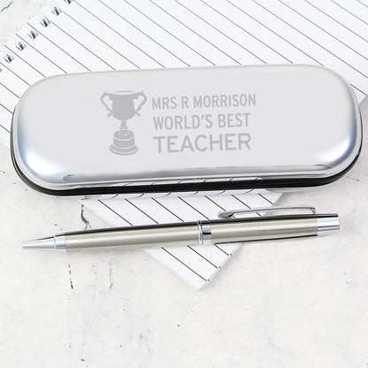 Personalised Teacher Trophy Pen and Box Set from Heartfelt Gifts