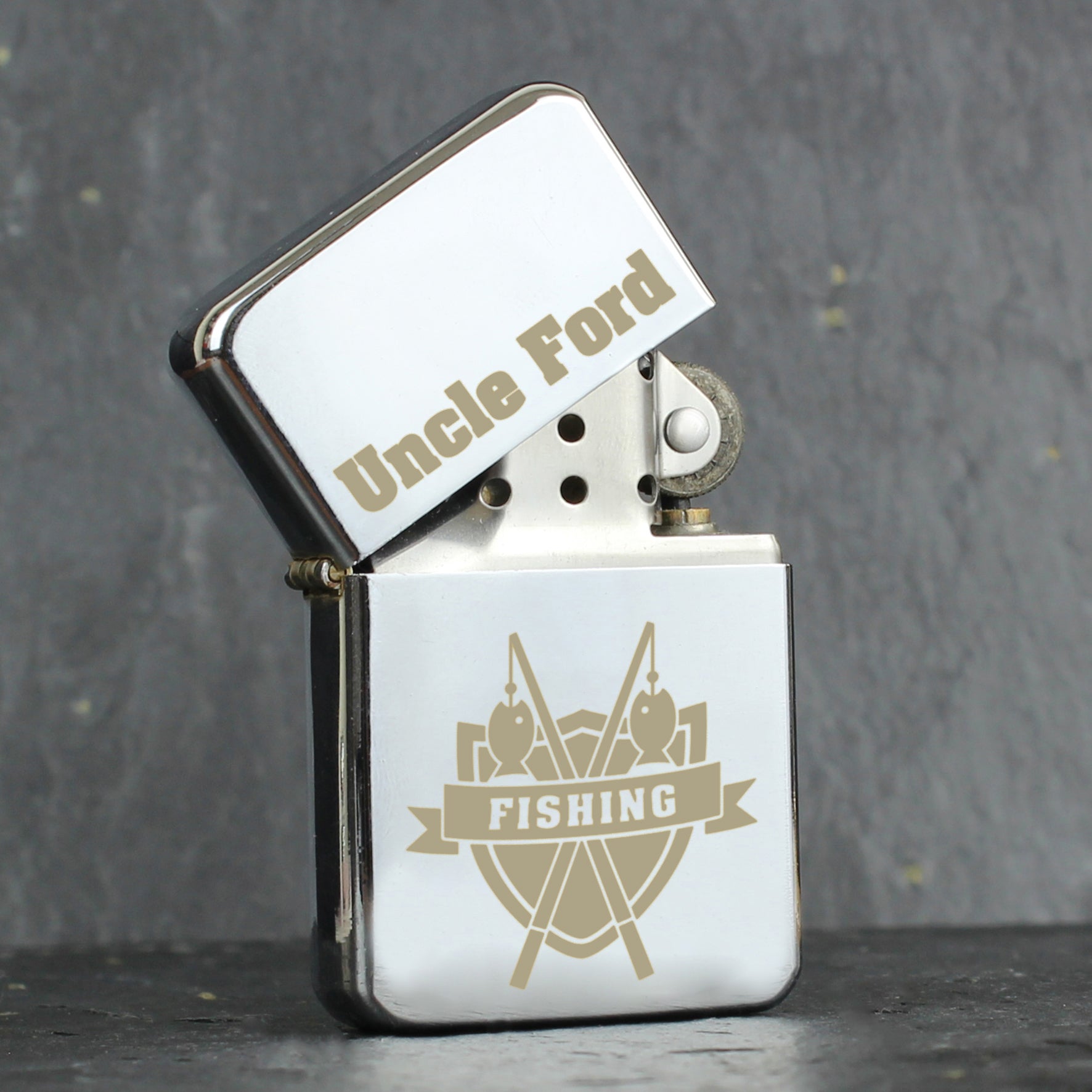 Personalised Fishing Crest Lighter from Heartfelt Gifts