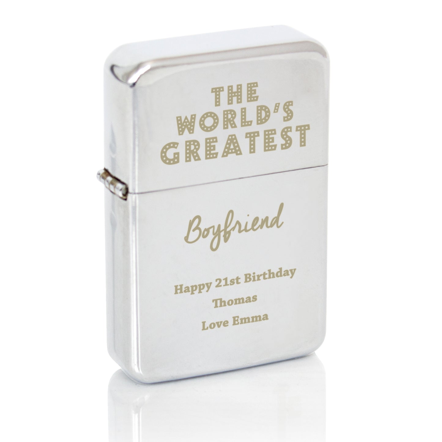Personalised 'The World's Greatest' Silver Lighter - image 2