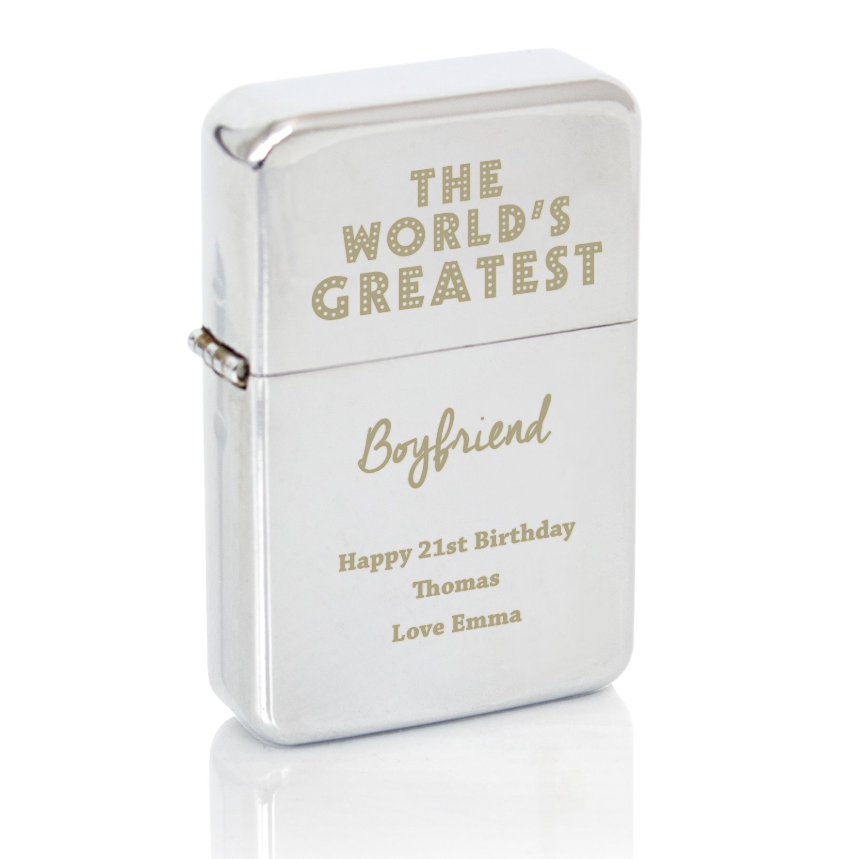 Personalised 'The World's Greatest' Silver Lighter - image 2
