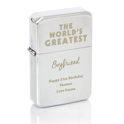 Personalised 'The World's Greatest' Silver Lighter - image 2