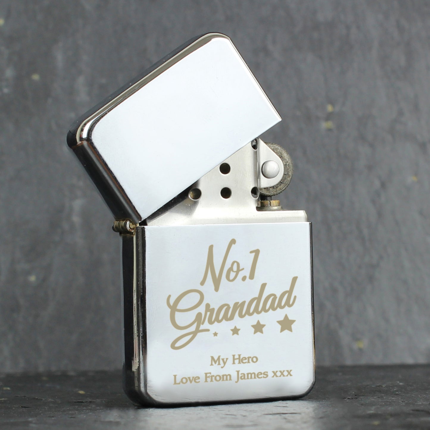 Personalised No.1 Grandad Silver Lighter from Heartfelt Gifts