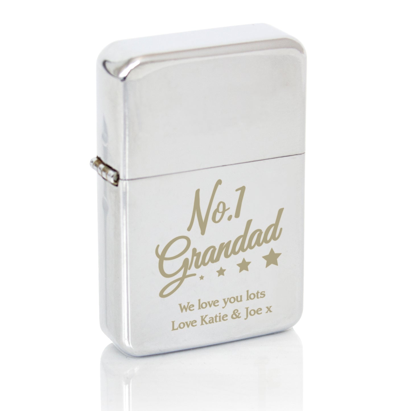 Personalised No.1 Grandad Silver Lighter - image 2