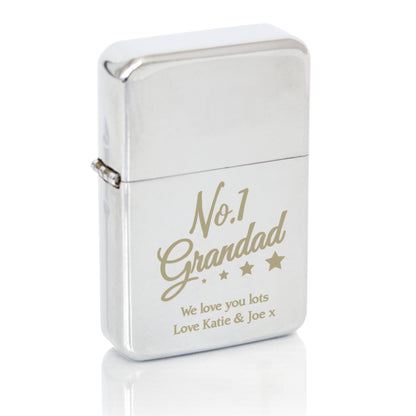 Personalised No.1 Grandad Silver Lighter - image 2