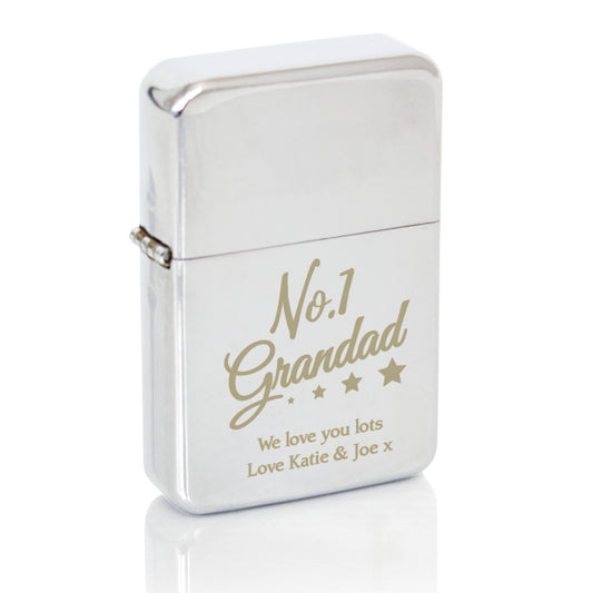 Personalised No.1 Grandad Silver Lighter - image 2