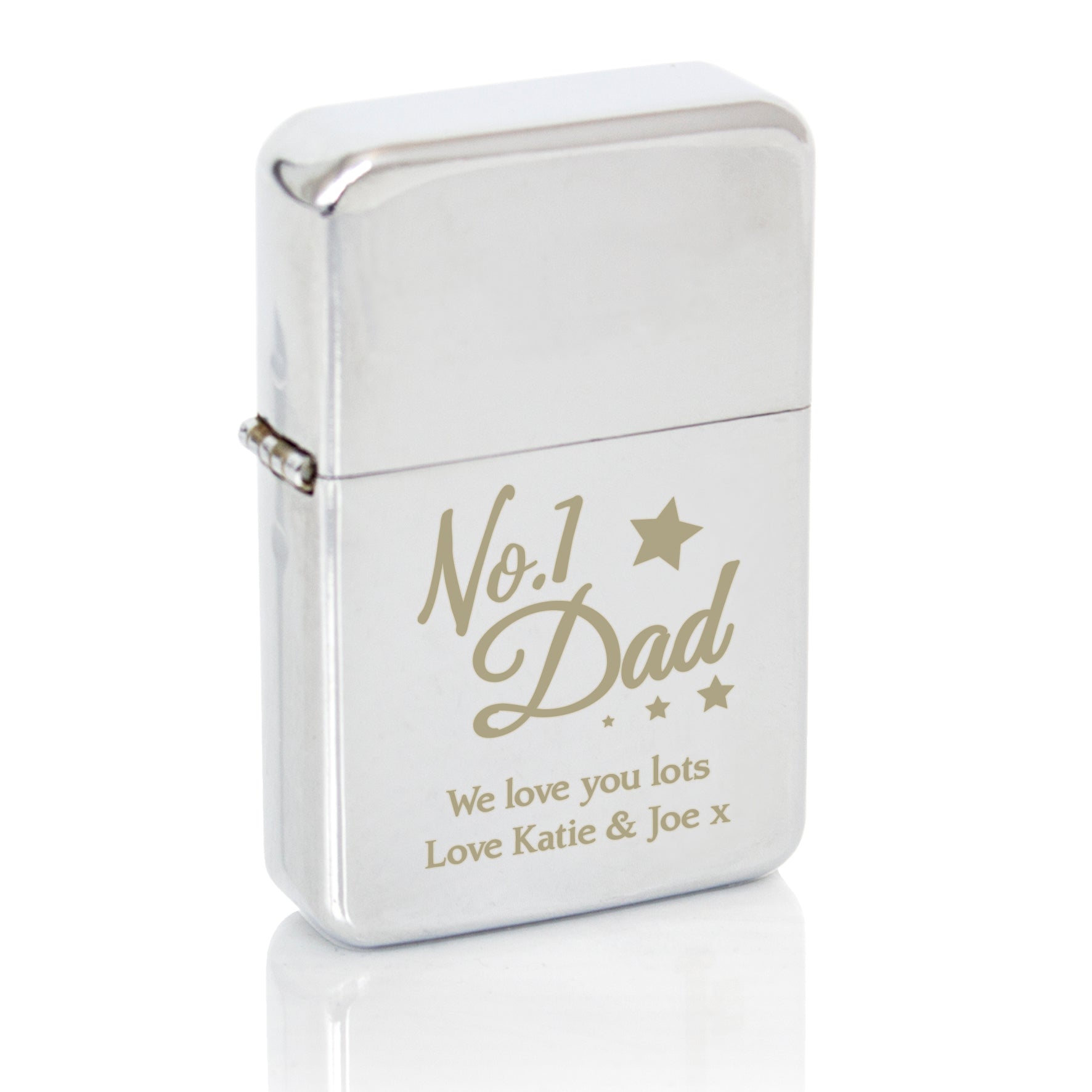 Personalised No.1 Dad Silver Lighter - image 2