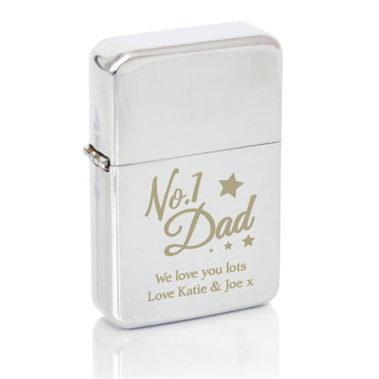 Personalised No.1 Dad Silver Lighter - image 2
