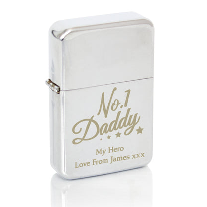 Personalised No.1 Daddy Silver Lighter - image 2