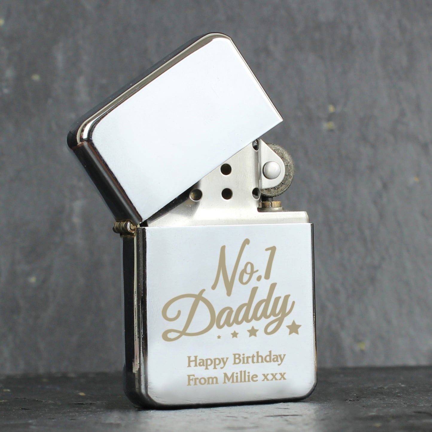 Personalised No.1 Daddy Silver Lighter - image 3