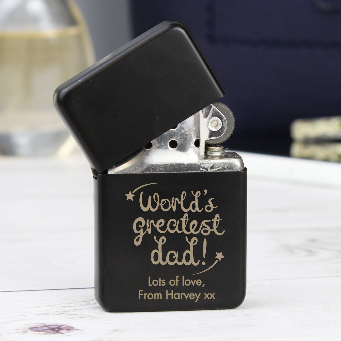 Personalised 'World's Greatest Dad' Black Lighter from Heartfelt Gifts
