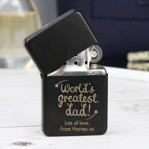 Personalised 'World's Greatest Dad' Black Lighter from Heartfelt Gifts