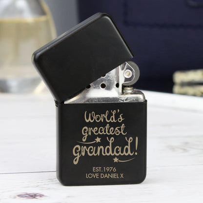 Personalised 'World's Greatest Grandad' Black Lighter from Heartfelt Gifts