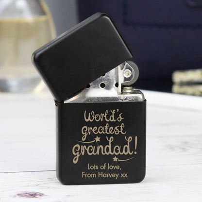 Personalised 'World's Greatest Grandad' Black Lighter - image 4
