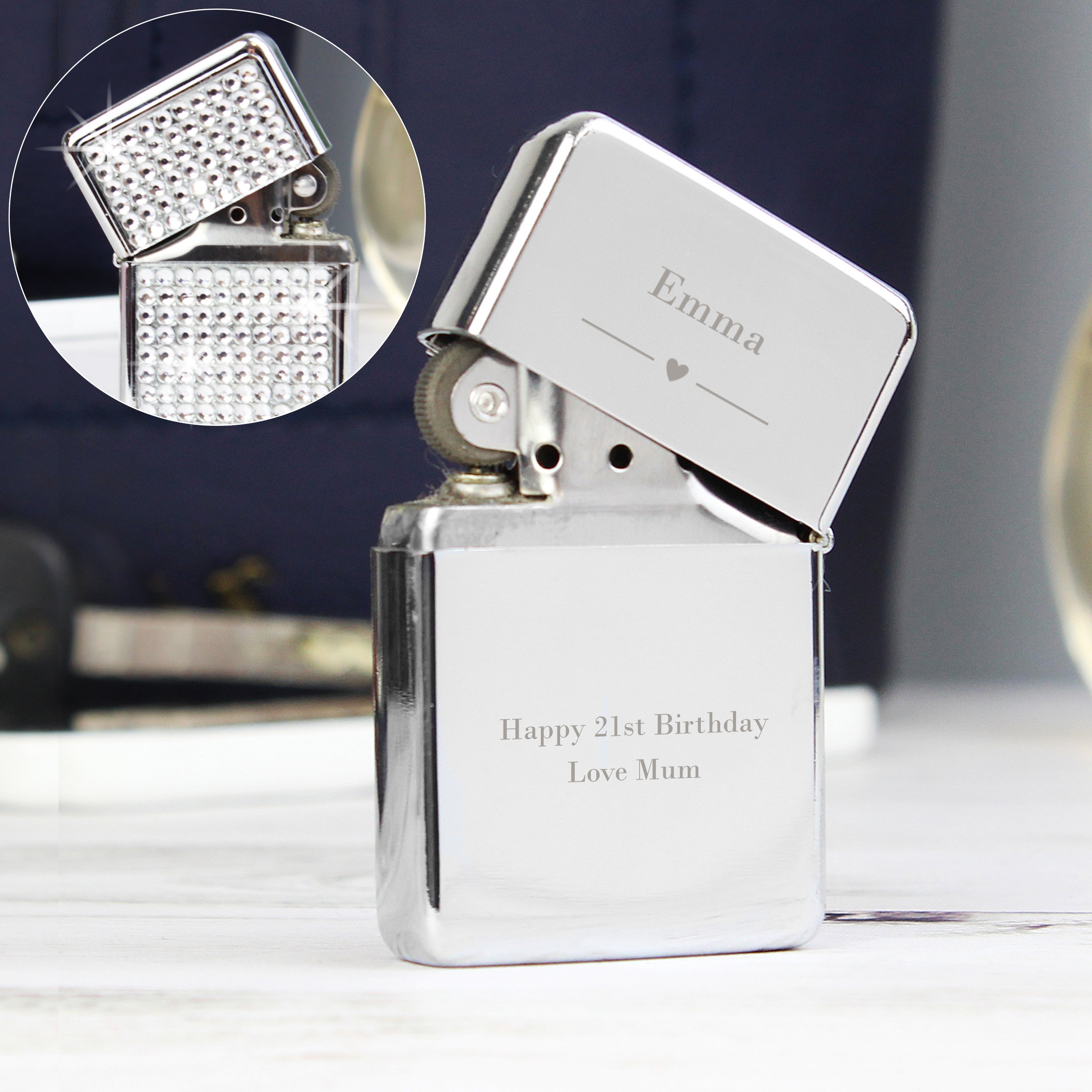 Personalised Decorative Heart Diamante Lighter from Heartfelt Gifts