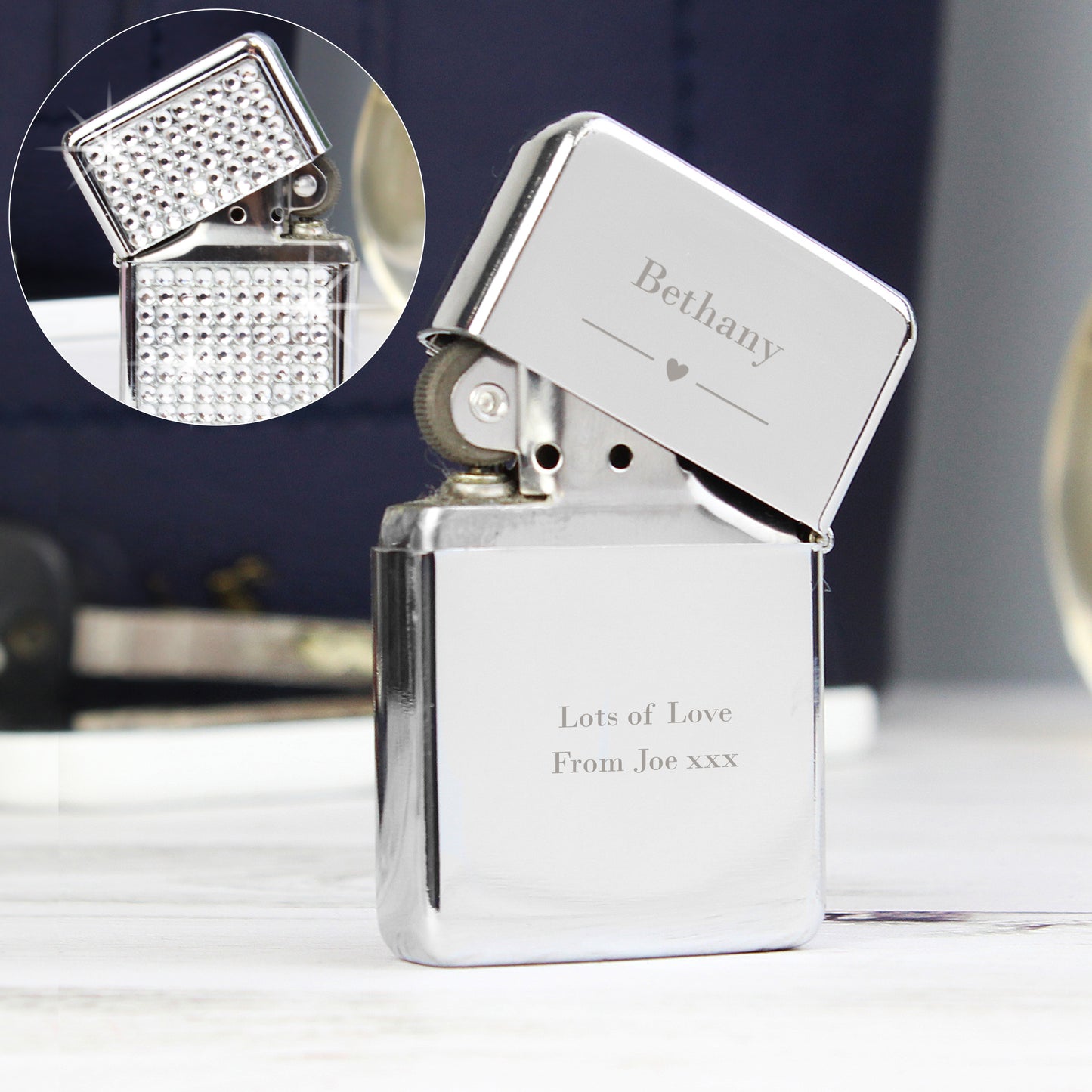 Personalised Decorative Heart Diamante Lighter - image 3