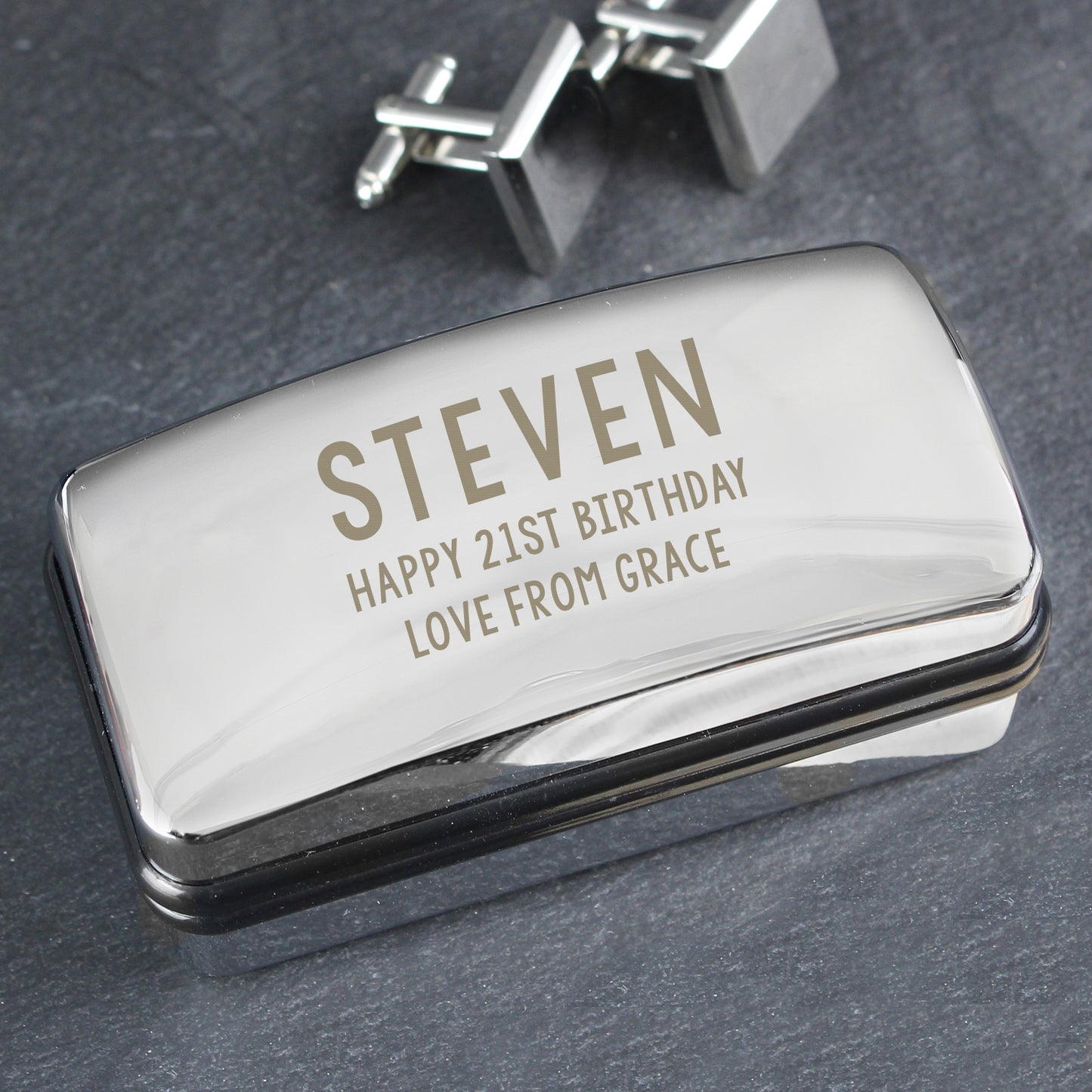 Personalised Free Text Cufflink Box from Heartfelt Gifts