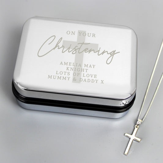 Personalised Christening Trinket Box & Cross Necklace Set from Heartfelt Gifts