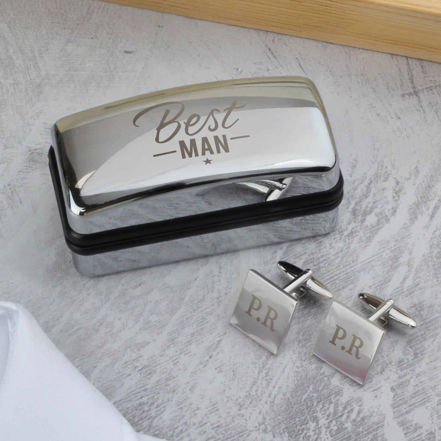 Personalised Best Man Wedding Cufflinks Box Set – Engraved Thank You Gift