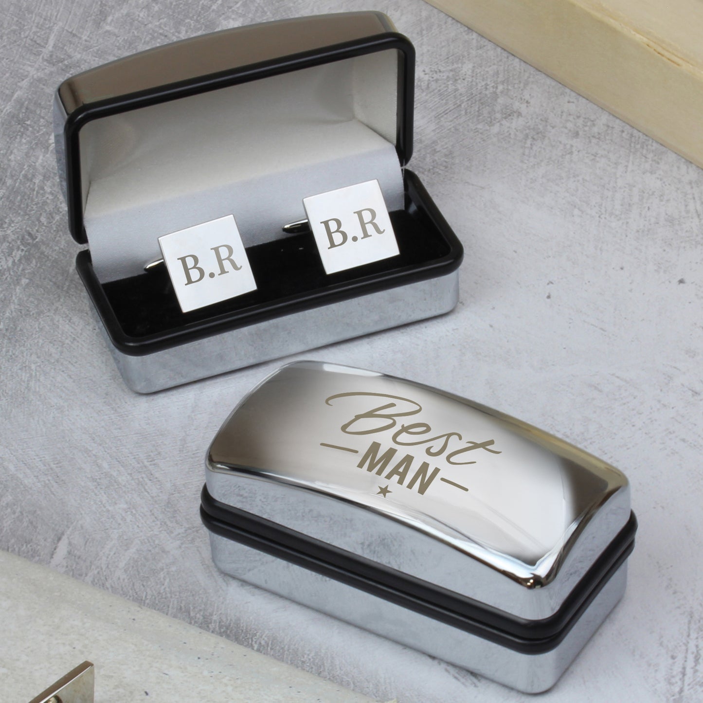 Personalised Best Man Wedding Cufflinks Box Set – Engraved Thank You Gift - image 2