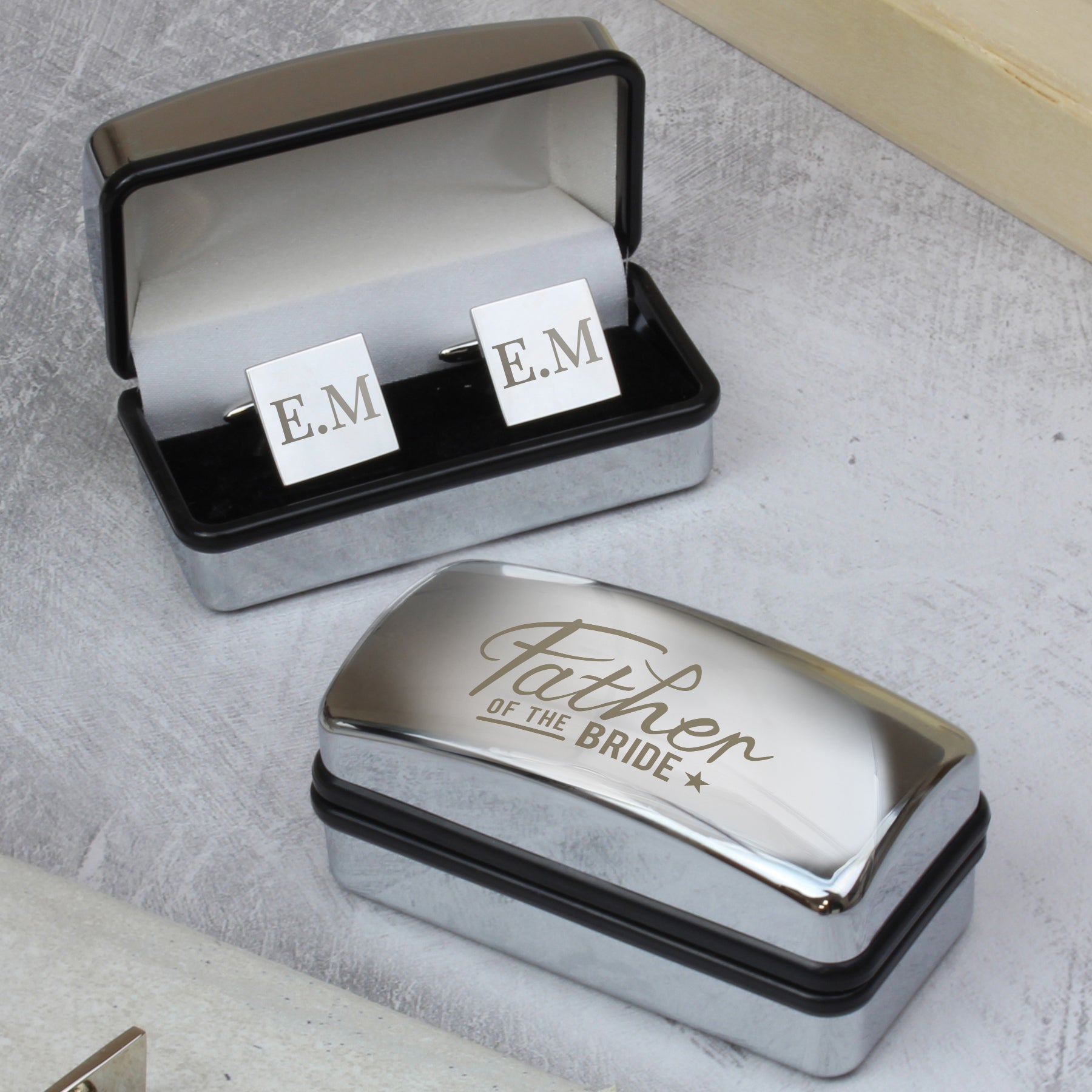Personalised Father of the Bride Wedding Cufflinks Box Set – Engraved Wedding Gift - image 2
