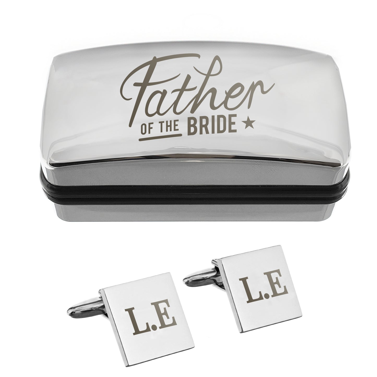 Personalised Father of the Bride Wedding Cufflinks Box Set – Engraved Wedding Gift - image 3