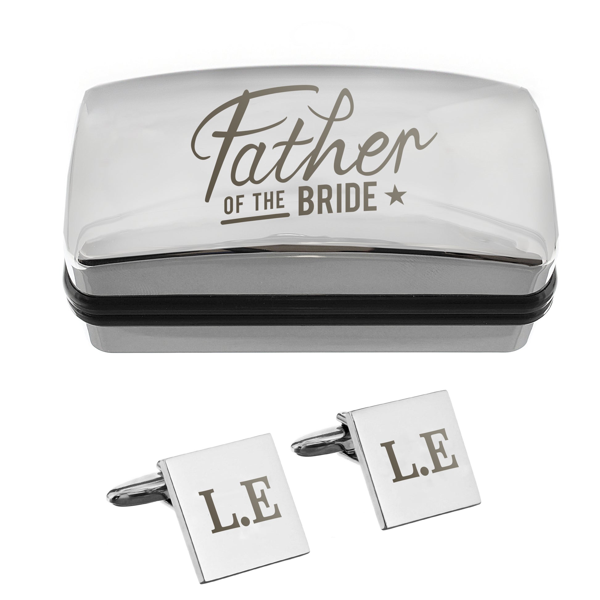 Personalised Father of the Bride Wedding Cufflinks Box Set – Engraved Wedding Gift - image 3