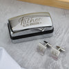 Personalised Father of the Groom Wedding Cufflinks Box Set – Engraved Wedding Gift