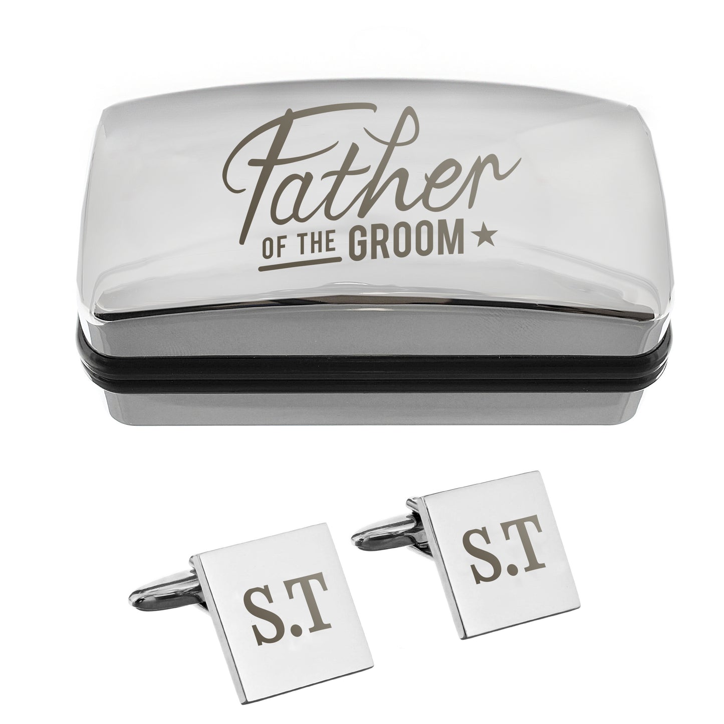 Personalised Father of the Groom Wedding Cufflinks Box Set – Engraved Wedding Gift - image 3
