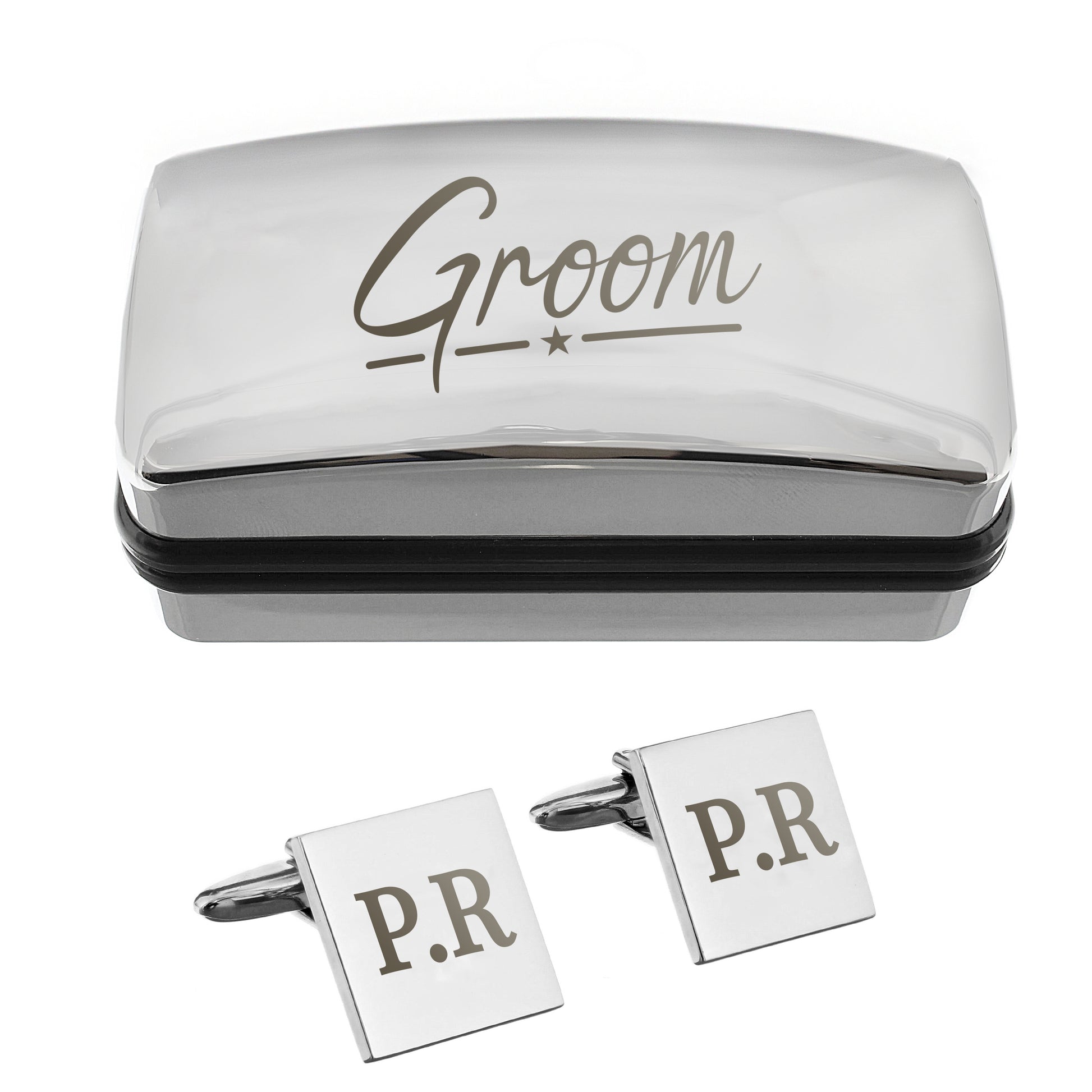Personalised Groom Wedding Cufflinks Box Set – Engraved Wedding Day Gift - image 3