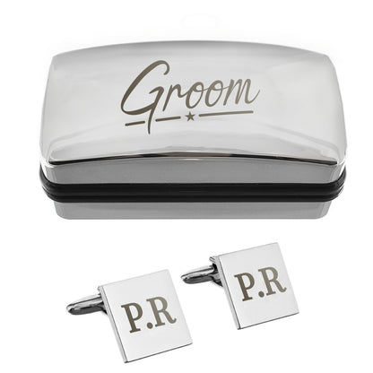 Personalised Groom Wedding Cufflinks Box Set – Engraved Wedding Day Gift - image 3