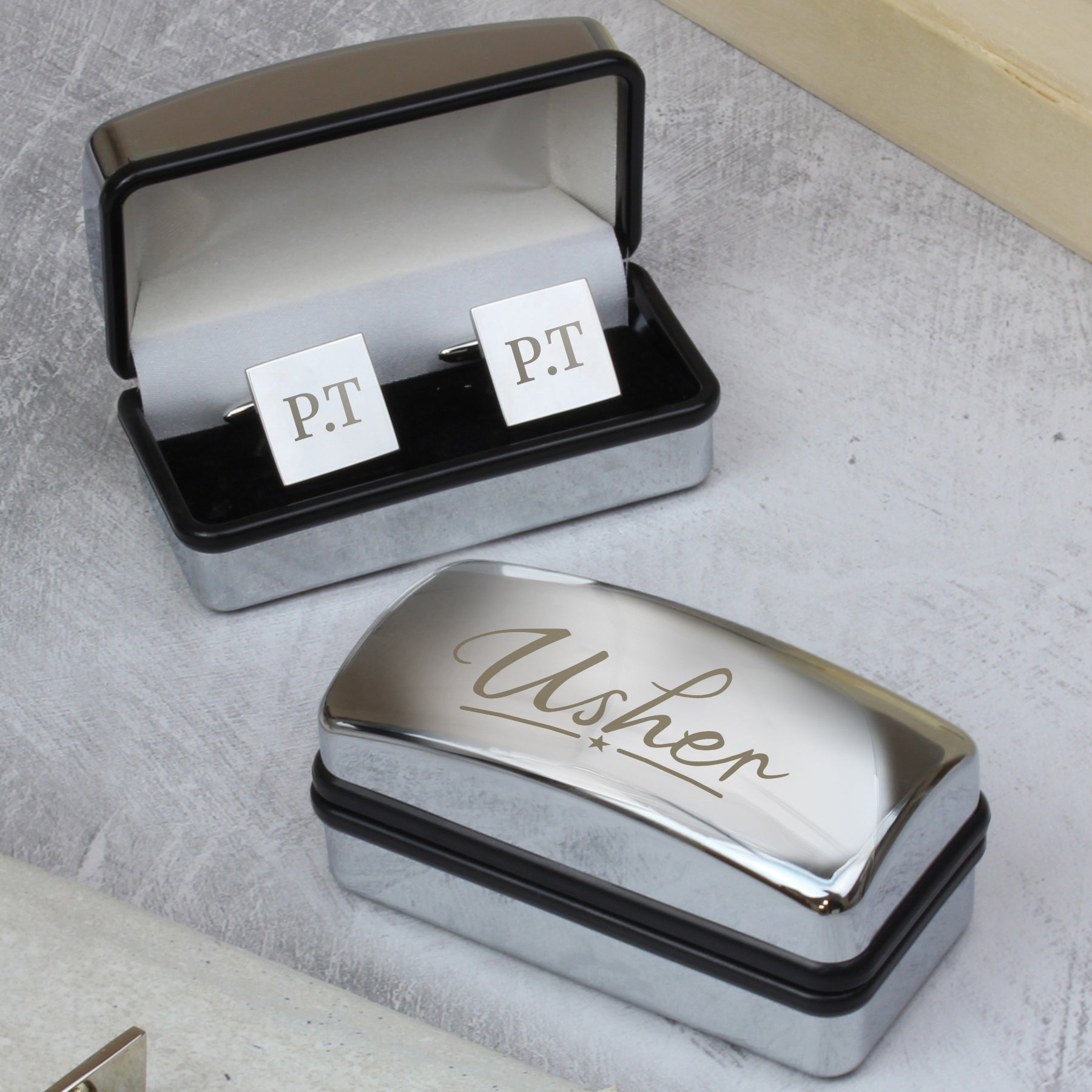 Personalised Usher Wedding Cufflinks Box Set – Engraved Thank You Gift - image 2