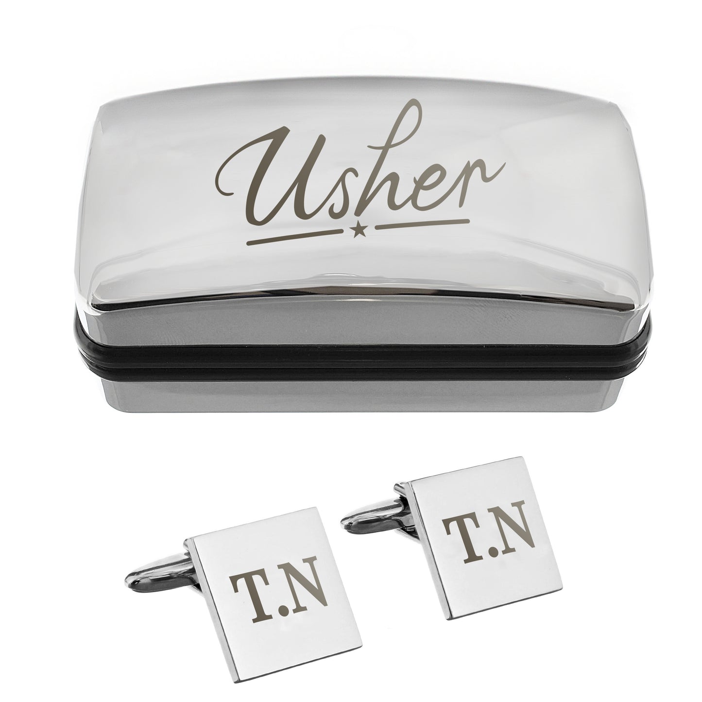 Personalised Usher Wedding Cufflinks Box Set – Engraved Thank You Gift - image 3