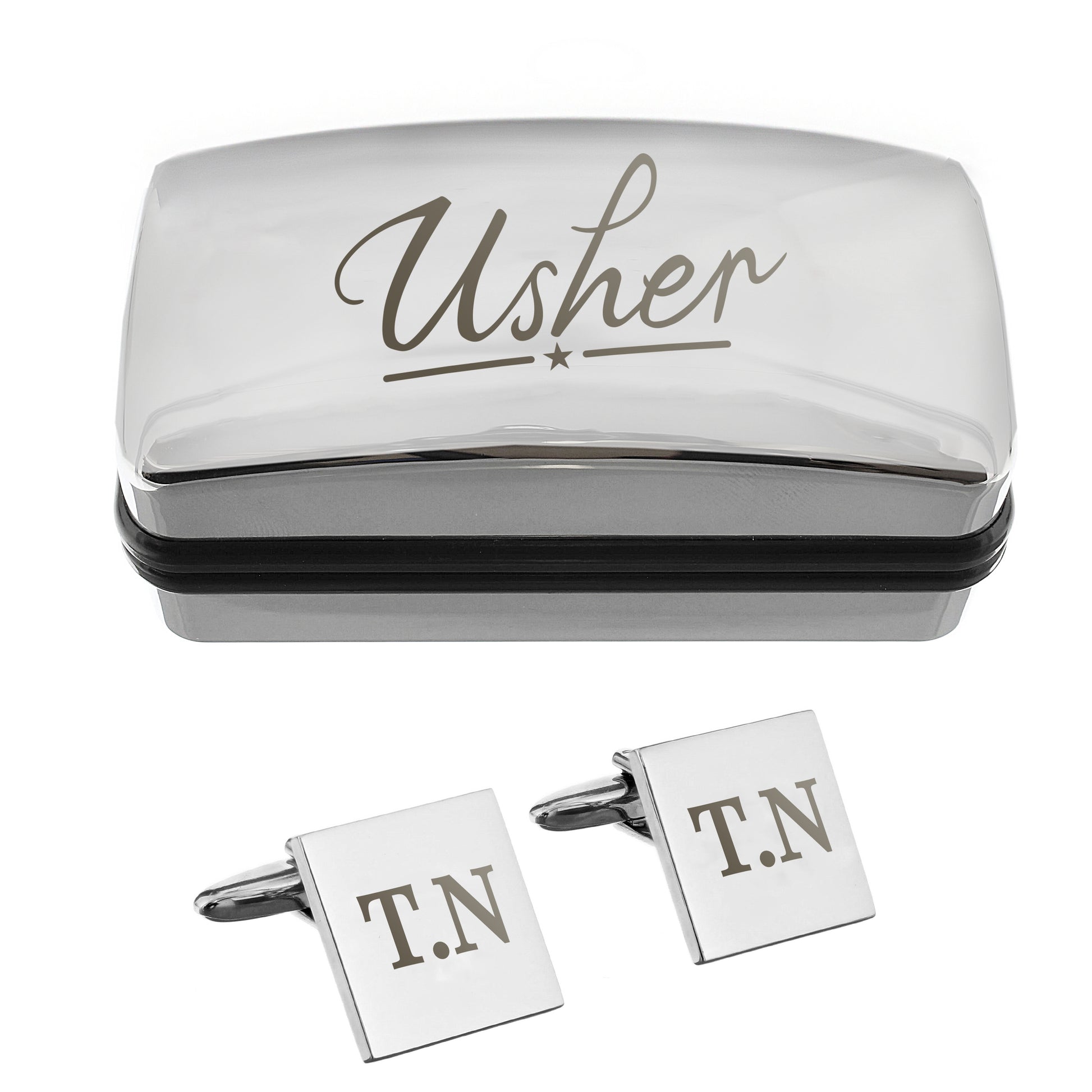 Personalised Usher Wedding Cufflinks Box Set – Engraved Thank You Gift - image 3