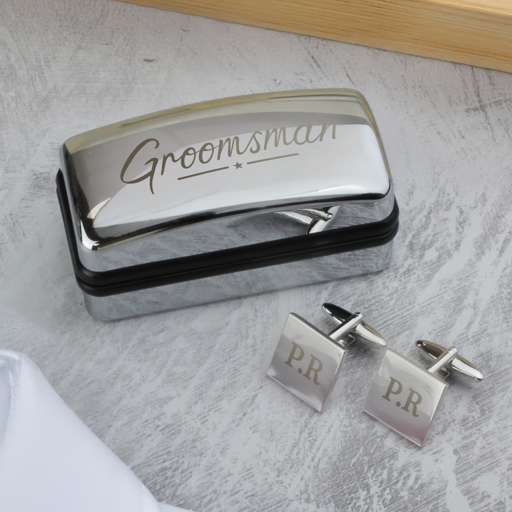 Personalised Groomsman Wedding Cufflinks and Box Set from Heartfelt Gifts