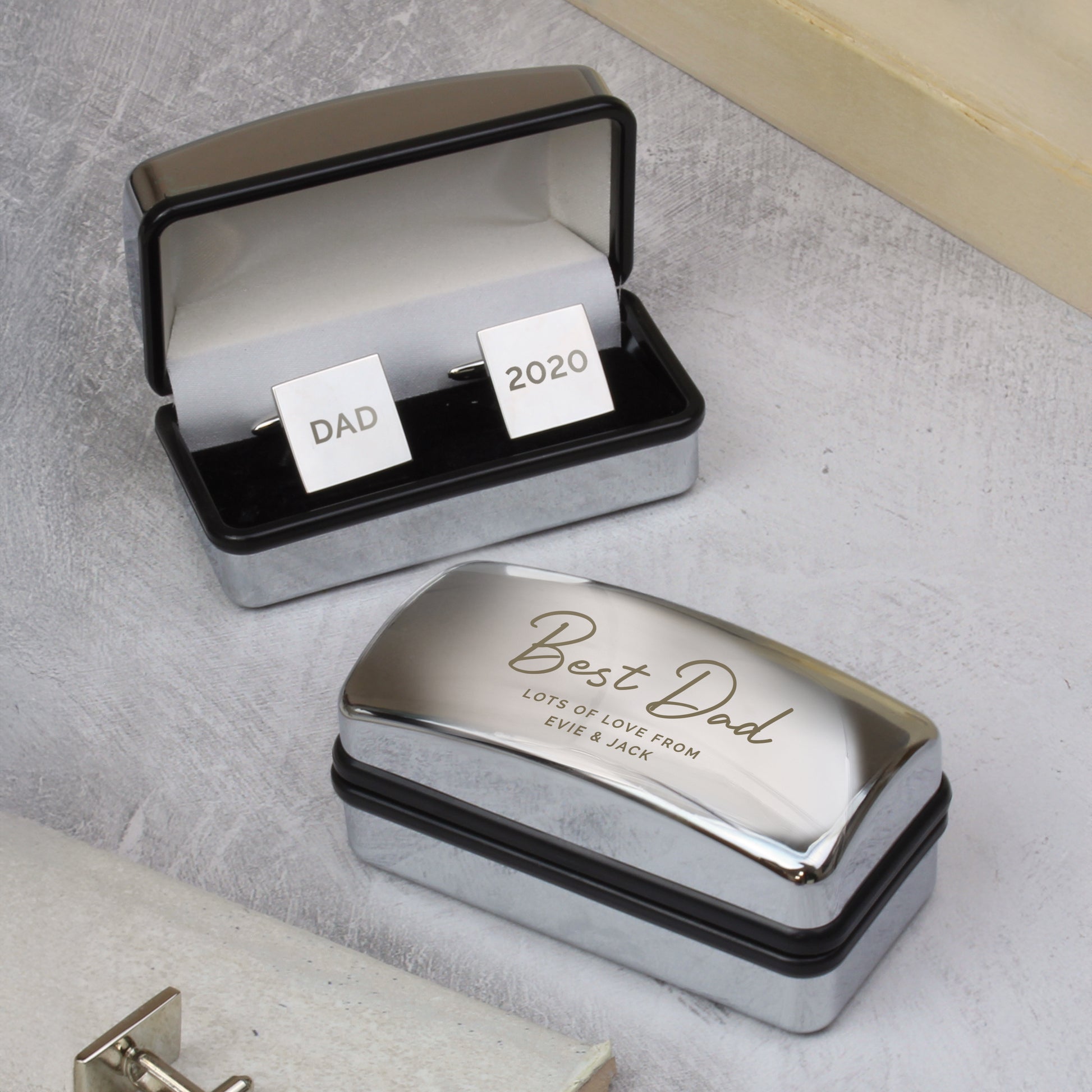 Personalised Cufflinks and Cufflink Box – Birthday Father's Day Gift for Him