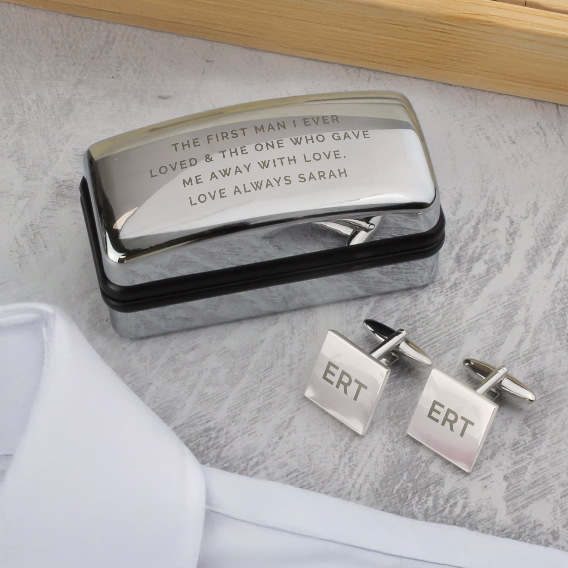 Personalised Initial Cufflinks and Engraved Box – Birthday Father's Day Gift for Him - image 2