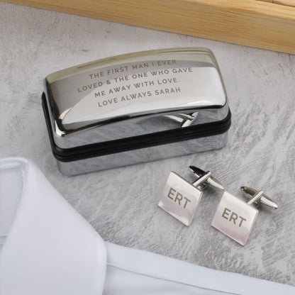 Personalised Initial Cufflinks and Engraved Box – Birthday Father's Day Gift for Him - image 2