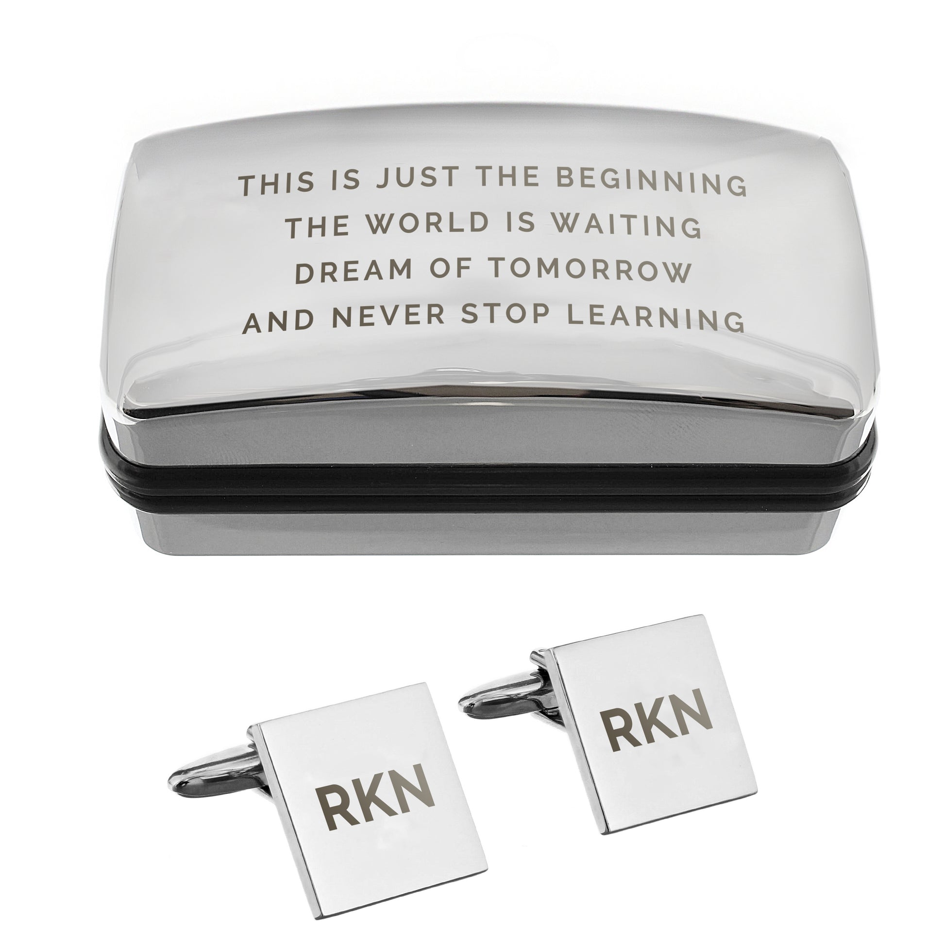 Personalised Initial Cufflinks and Engraved Box – Birthday Father's Day Gift for Him - image 4
