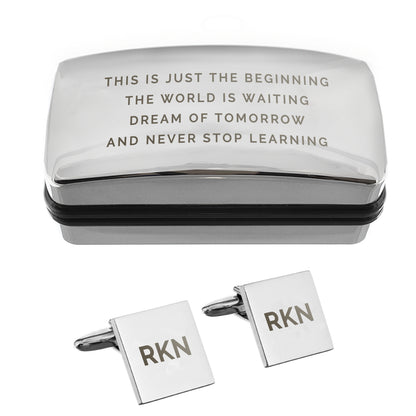 Personalised Initial Cufflinks and Engraved Box – Birthday Father's Day Gift for Him - image 4